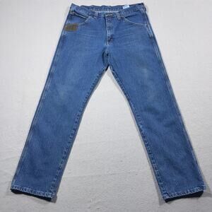 Wrangler Rigg Jeans Mens Size 36x32 Classic Fit Blue Denim Workwear Casual